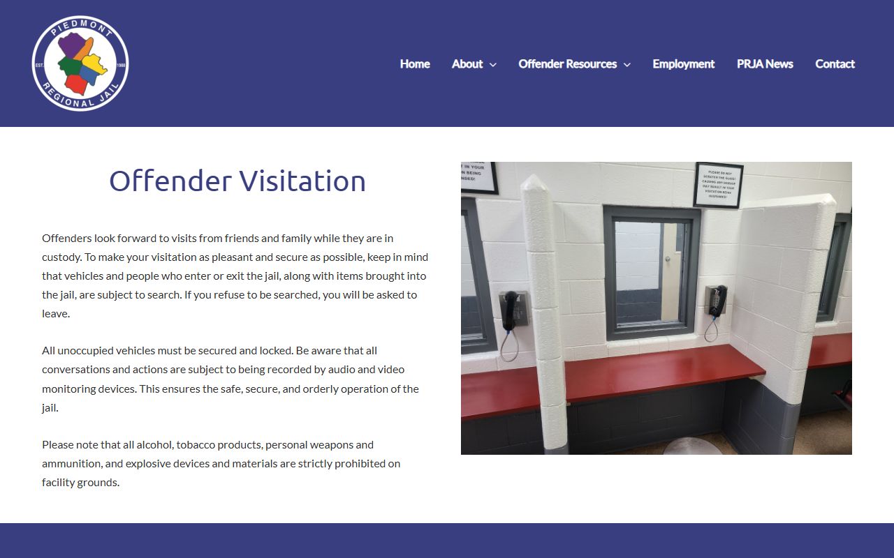 Lunenburg County inmate records PRJ visitation schedule by housing pod